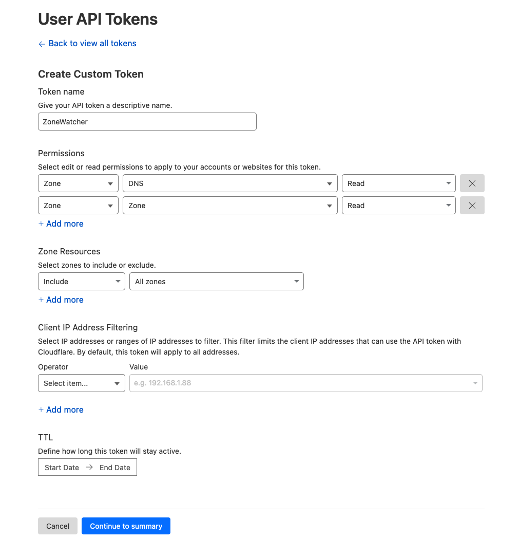 Cloudflare API Token Generation