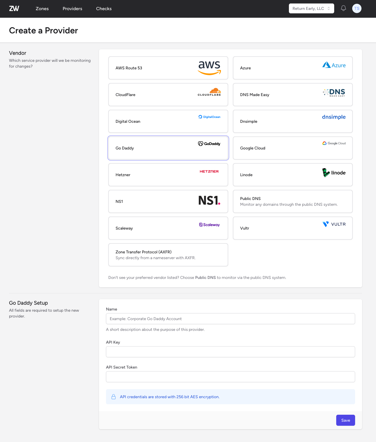 GoDaddy Provider Setup