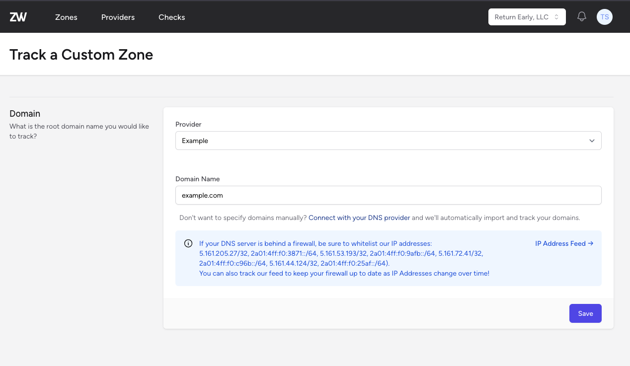 Public DNS Create Zone