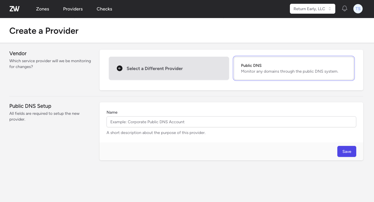 Public DNS Provider Setup